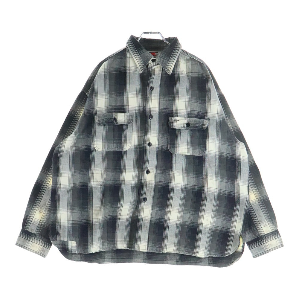 SAINT MICHAEL(セントマイケル) ×BerBerJin 25AW BB_FLANNEL SHIRT チェック柄フランネルシャツ SM-HR1-0000-C52 ブラック