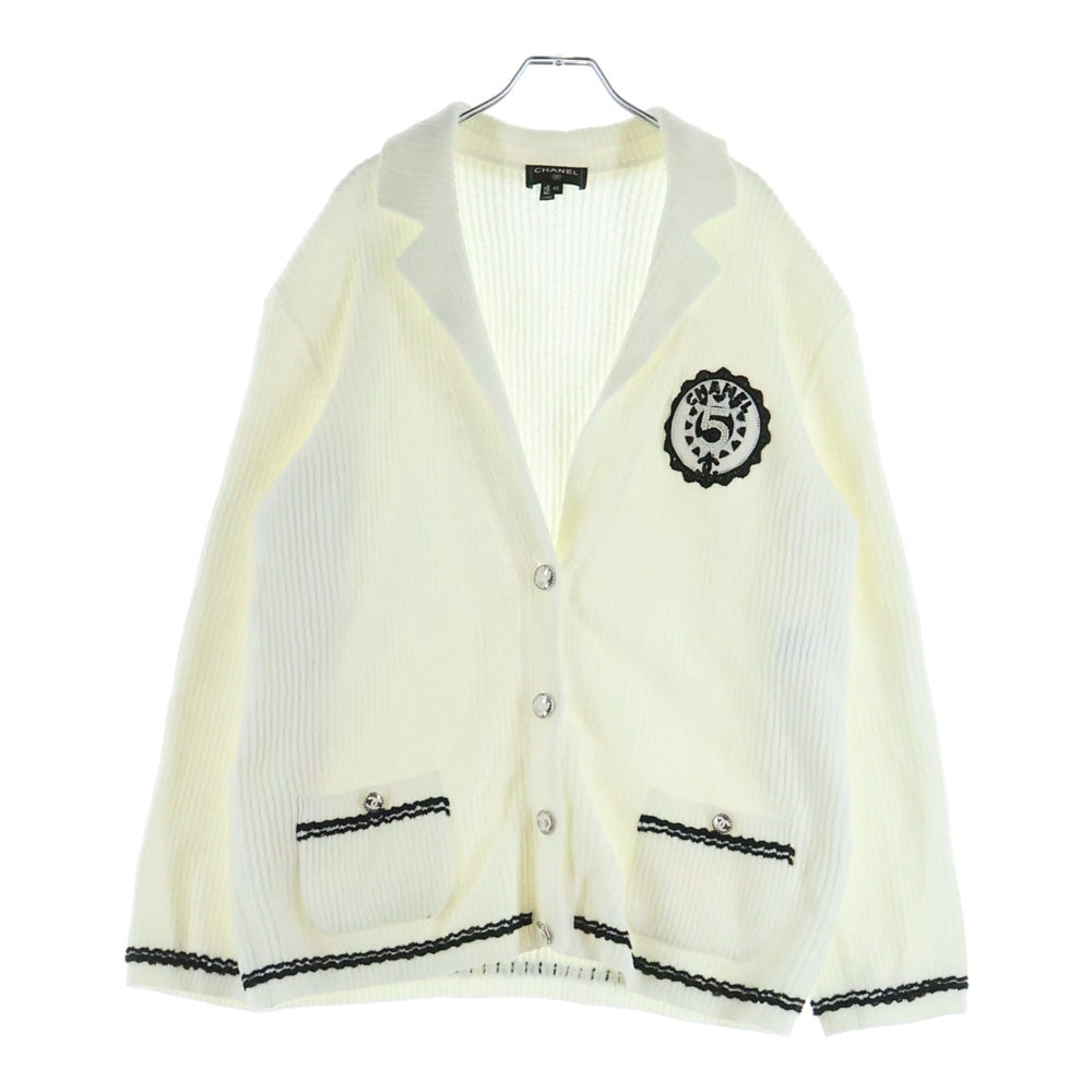 CHANEL(シャネル) パイル地 ビーズワッペン ココマークボタン テーラードジャケット ホワイト P74239K10640