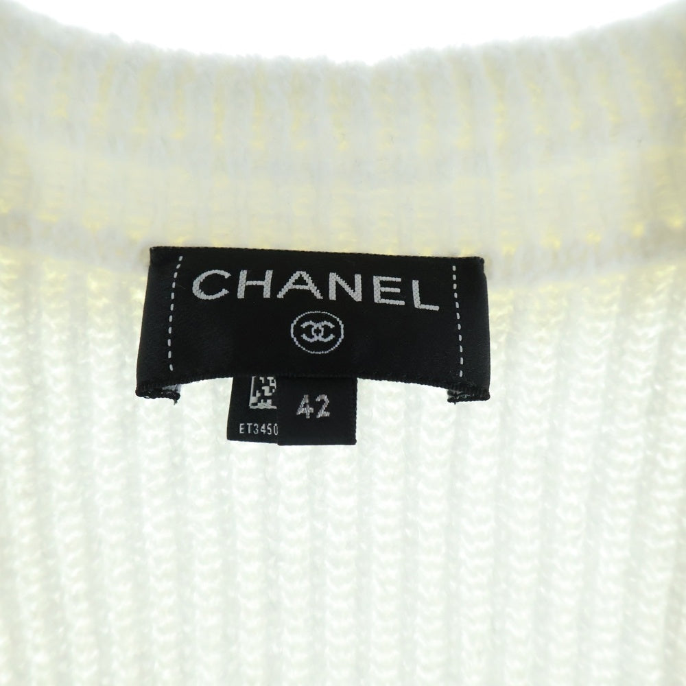 CHANEL(シャネル) パイル地 ビーズワッペン ココマークボタン テーラードジャケット ホワイト P74239K10640