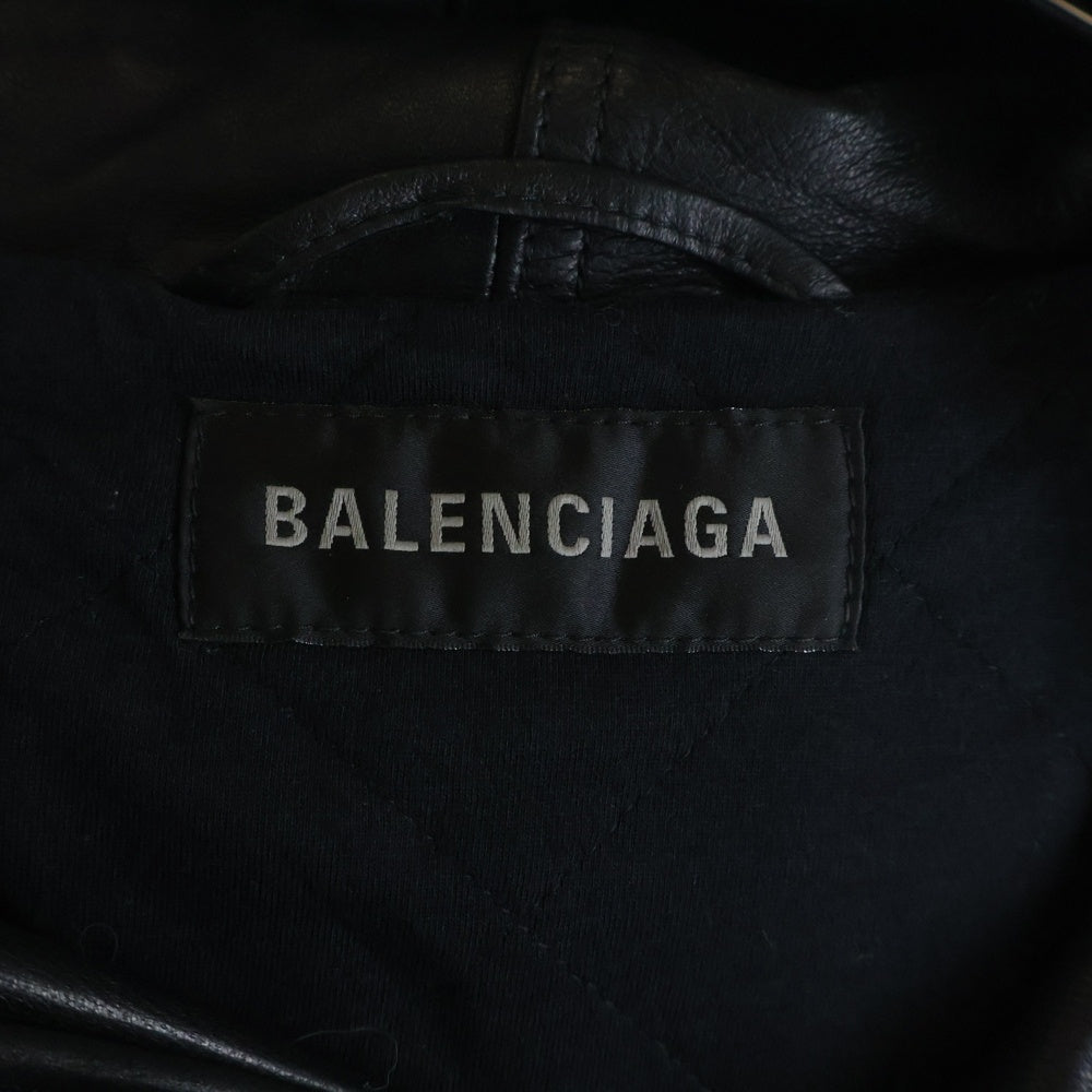 BALENCIAGA(バレンシアガ) ラムレザー フーディー プルオーバーパーカー ブラック 719212