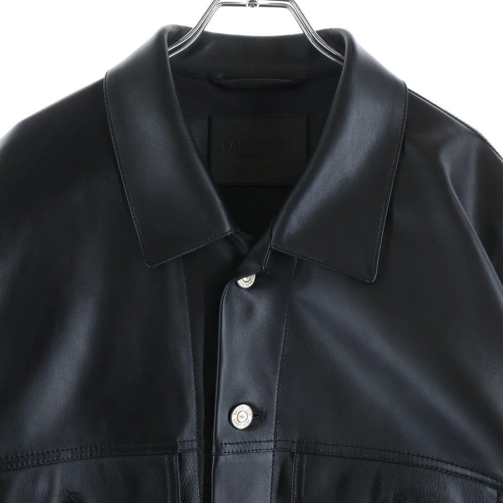 BALENCIAGA(バレンシアガ) Super Smooth Leather Oversized Jacket スムースレザー オーバーサイズド レザージャケット ブラック 773440