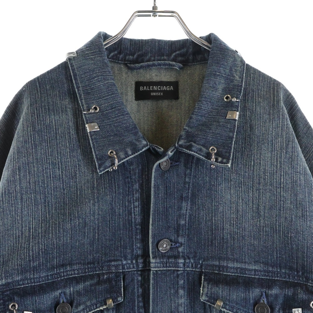 BALENCIAGA(バレンシアガ) 24SS Pierced Denim Jacket ピアスデニムジャケット インディゴ 764518 TNW65