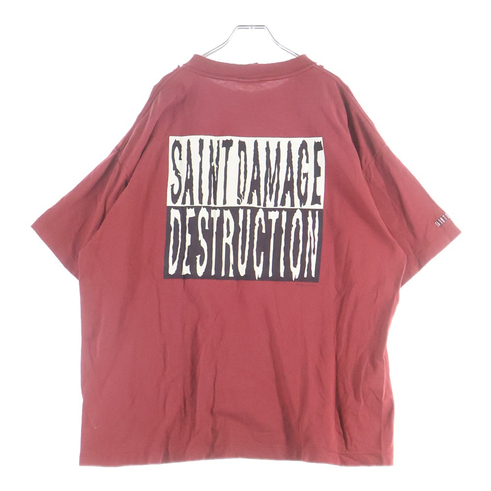 SAINT MICHAEL(セントマイケル) 25SS ?TEE ?プリントTシャツ 半袖カットソー バーガンディ SM-HR8-0000-030