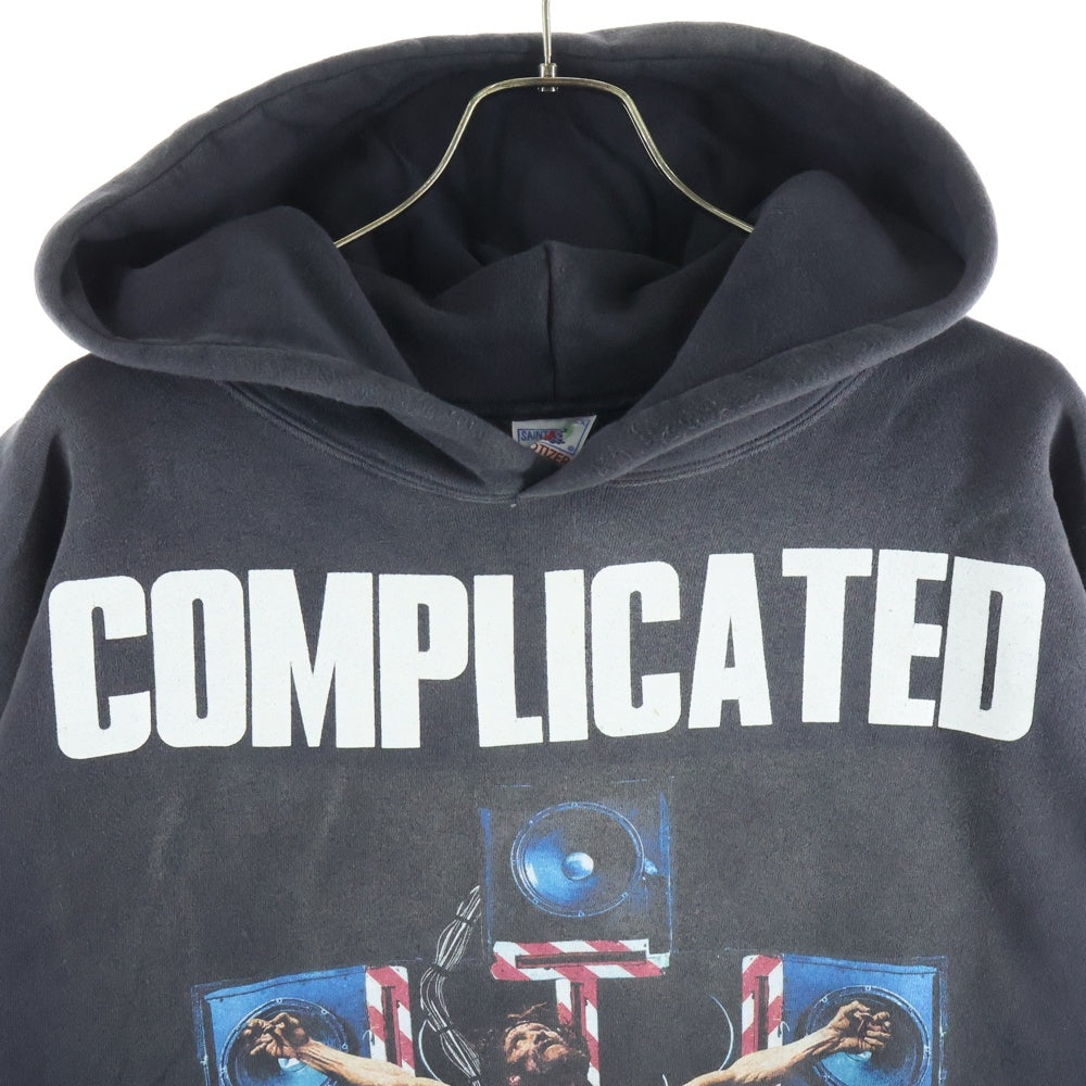SAINT MICHAEL(セントマイケル) 23AW COMPLICATED KK_HOODIE ヴィンテージ加工プルオーバーパーカー SM-A23-0000-C20 グレー