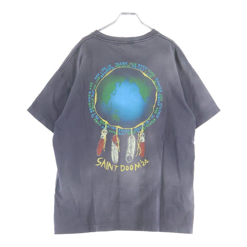 SAINT MICHAEL(セントマイケル) 24SS HOLY GOHST ヴィンテージ加工 ホーリーゴースト プリント半袖Tシャツ ブラック