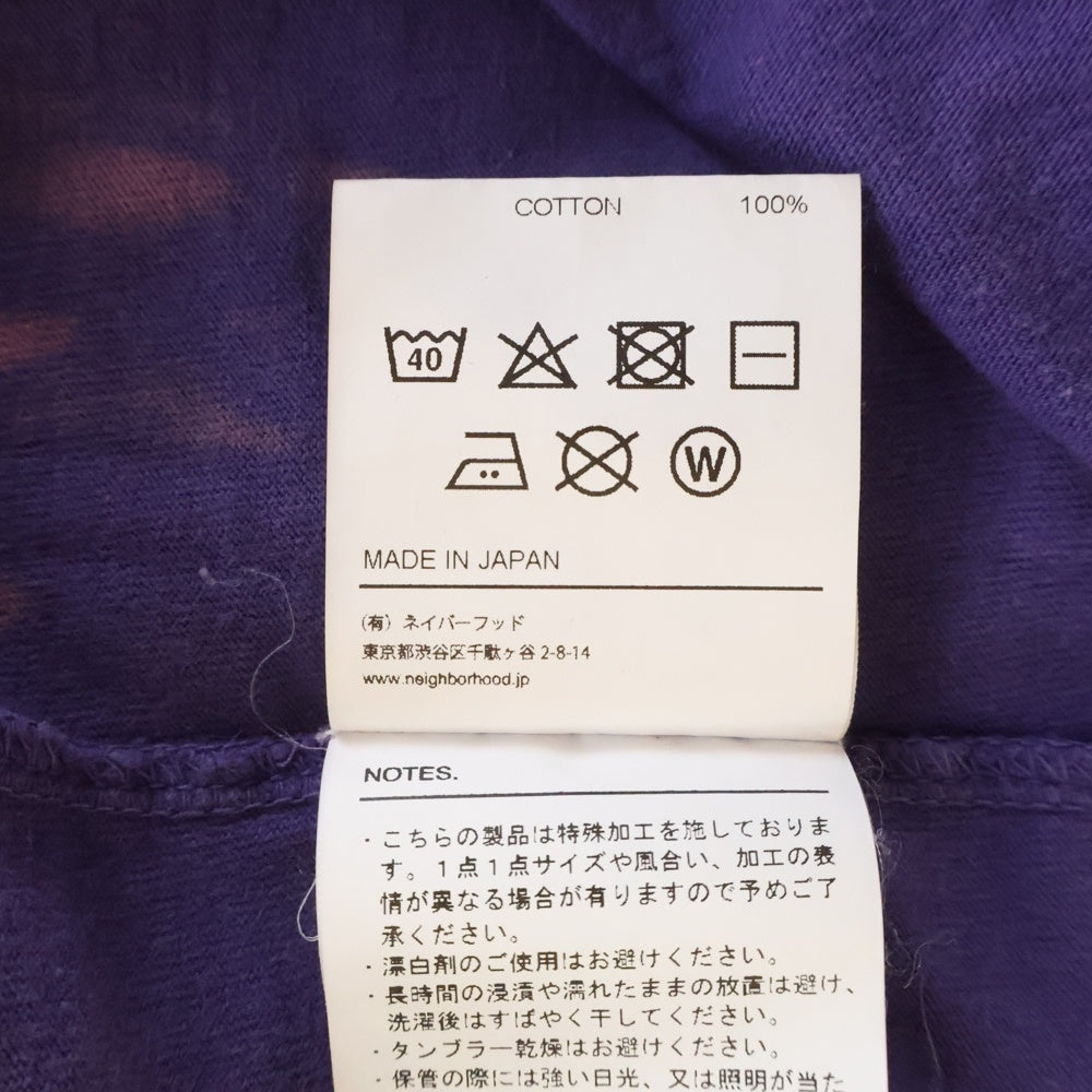 NEIGHBORHOOD(ネイバーフッド) 24SS SKULL スカルプリント ブリーチ加工 半袖Tシャツ ネイビー