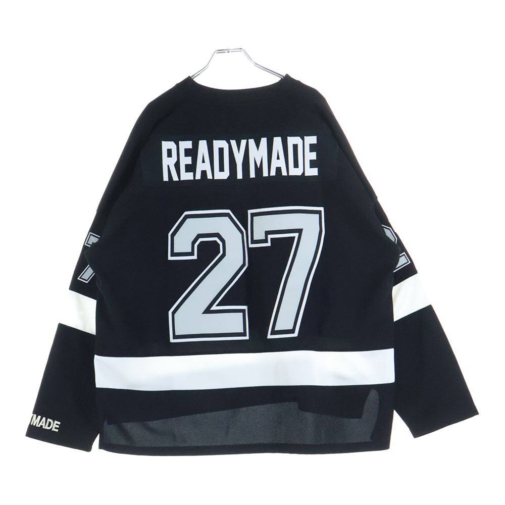 READY MADE(レディメイド) 23SS GAME SHIRT SMILE メッシュ ロングスリーブ ゲームシャツ ホッケーシャツ スマイル カットソー ブラック RE-PO-BK-00-00-249