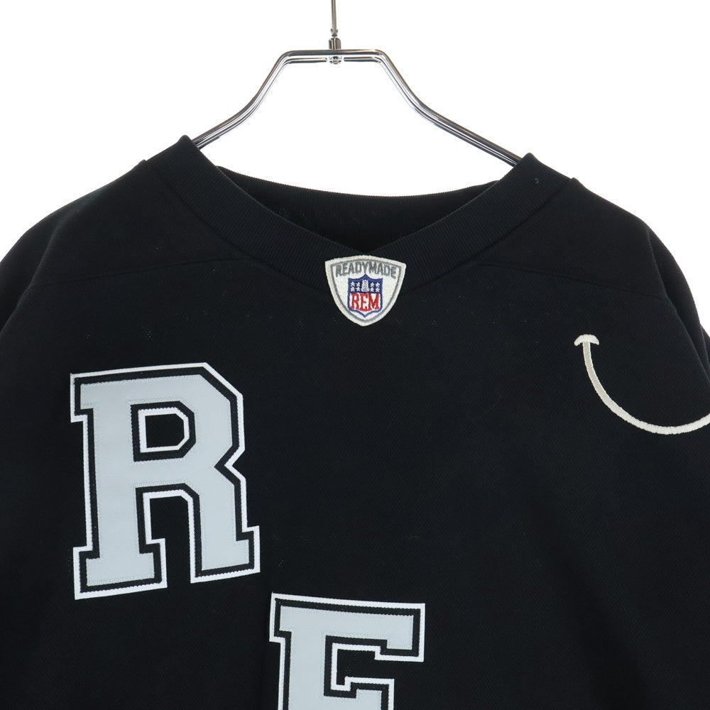 READY MADE(レディメイド) 23SS GAME SHIRT SMILE メッシュ ロングスリーブ ゲームシャツ ホッケーシャツ スマイル カットソー ブラック RE-PO-BK-00-00-249