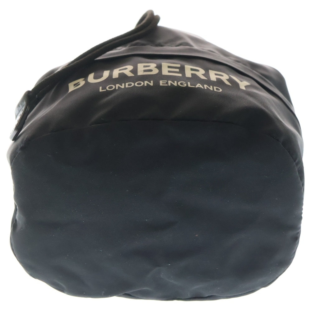 BURBERRY(バーバリー) ロゴプリント ドローコード 巾着バッグ ブラック