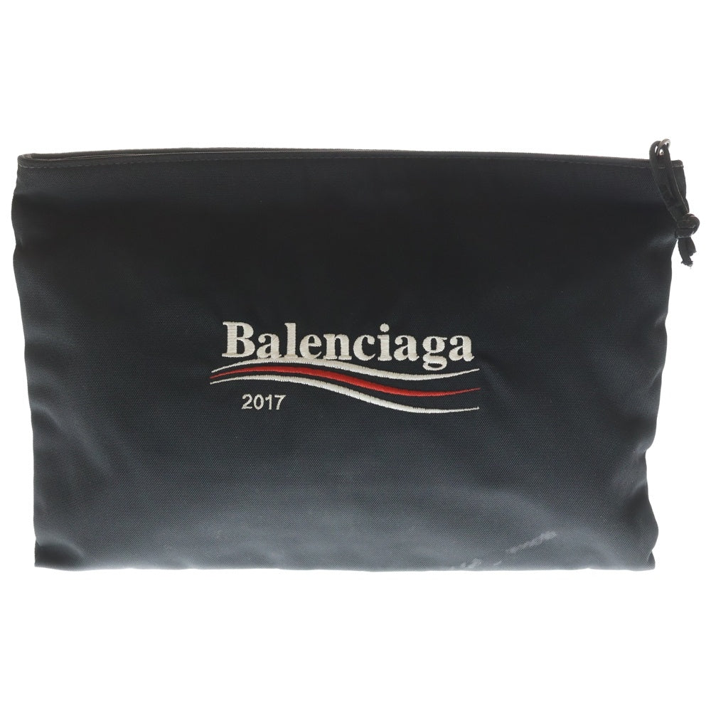 BALENCIAGA(バレンシアガ) キャンペーンロゴ ジップ クラッチバッグ ブラック