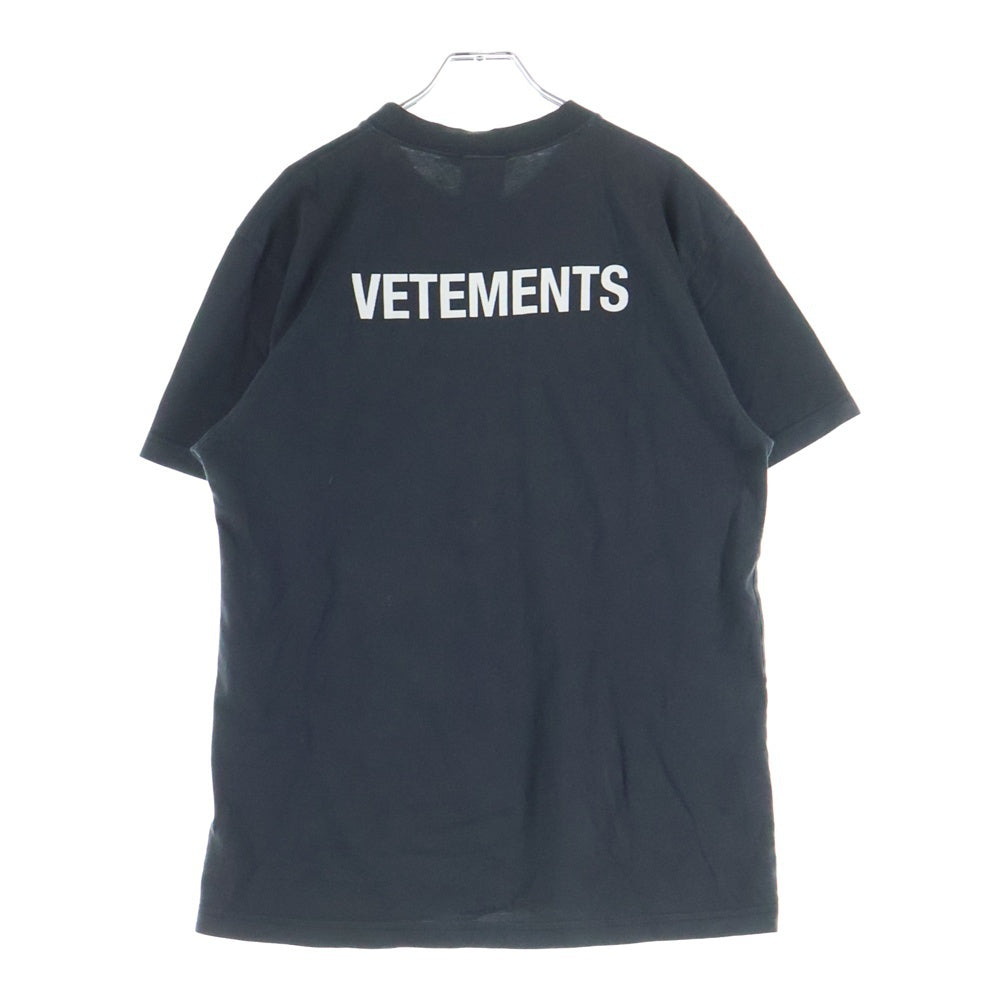 VETEMENTS(ヴェトモン) STAFF T-SHIRT スタッフ ロゴプリント クルーネック半袖Tシャツ カットソー ブラック