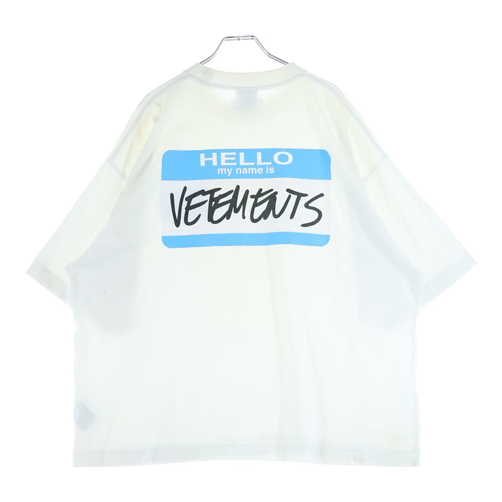 VETEMENTS(ヴェトモン) 22SS NAME-TAG T-SHIRT ネームタグ ロゴプリント クルーネック半袖Tシャツ カットソー ホワイト UE64TR130W