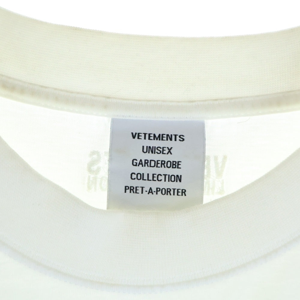 VETEMENTS(ヴェトモン) 22SS NAME-TAG T-SHIRT ネームタグ ロゴプリント クルーネック半袖Tシャツ カットソー ホワイト UE64TR130W