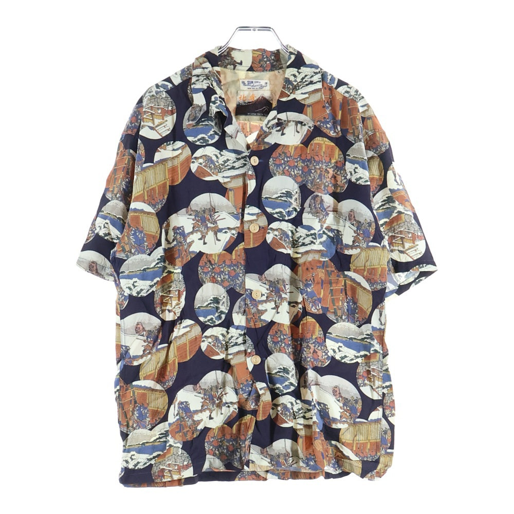 SUN SURF(サンサーフ) ×葛飾北斎 SPECIAL EDITION 忠臣蔵討入 スペシャルエディション 総柄 レーヨン アロハ 半袖シャツ ネイビー SS37918