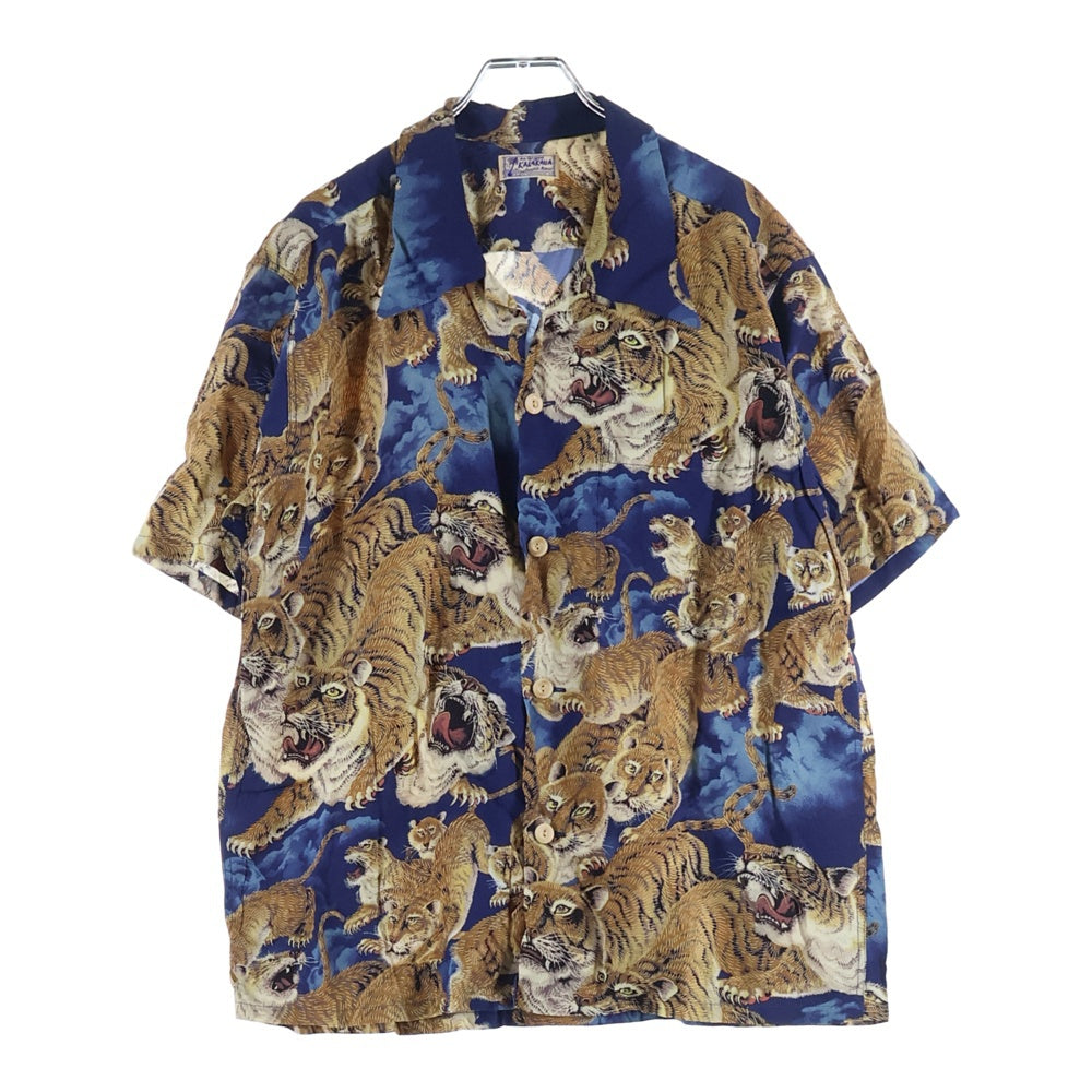 SUN SURF(サンサーフ) SPECIAL EDITION ONE HUNDRED TIGERS スペシャルエディション 百虎 総柄 レーヨン アロハ 半袖シャツ ブルー SS38201