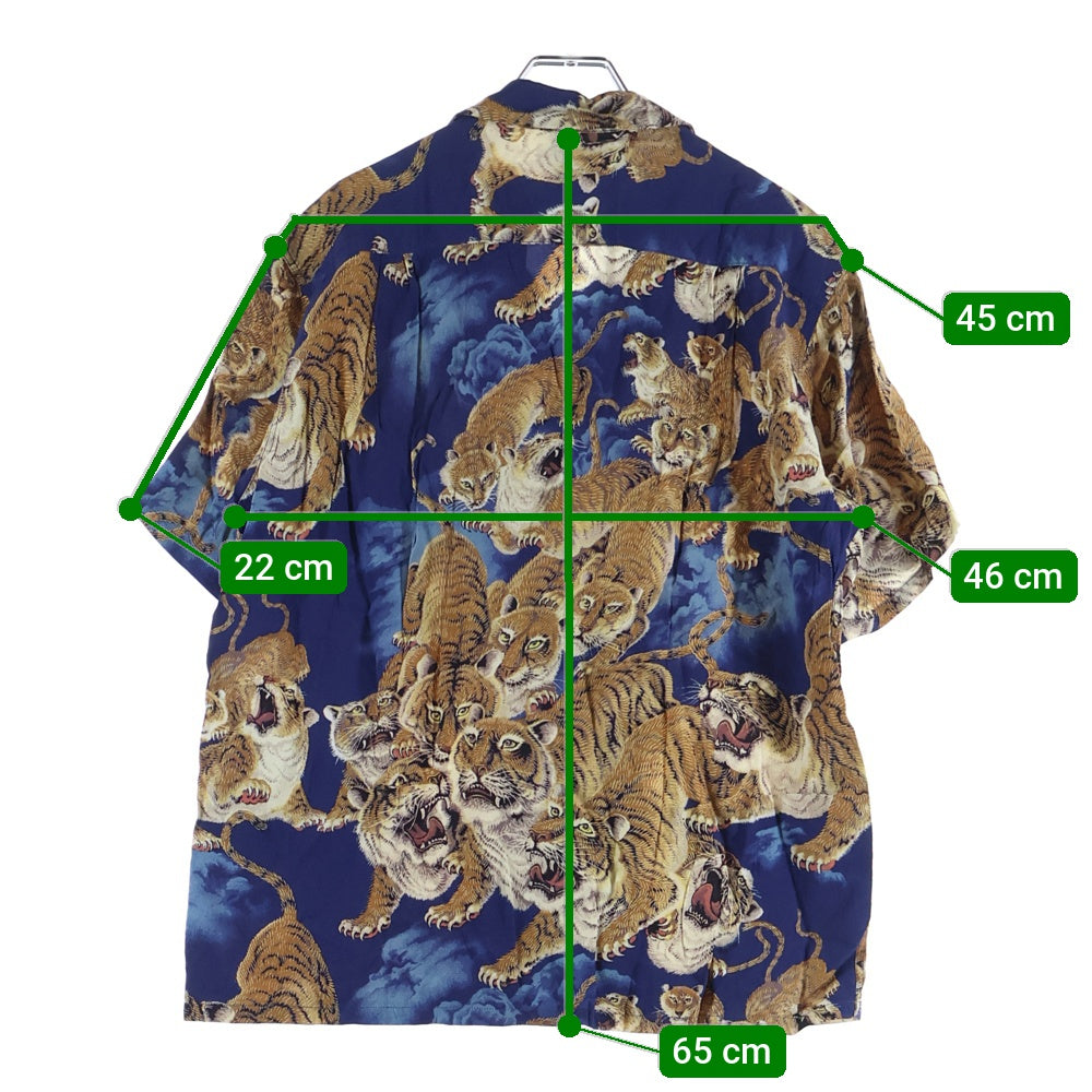 SUN SURF(サンサーフ) SPECIAL EDITION ONE HUNDRED TIGERS スペシャルエディション 百虎 総柄 レーヨン アロハ 半袖シャツ ブルー SS38201