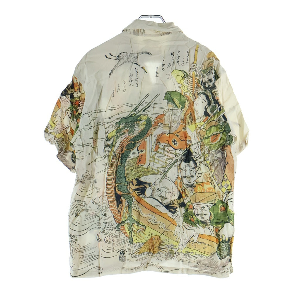 SUN SURF(サンサーフ) ×葛飾北斎 SPECIAL EDITION 宝船の七福神 スペシャルエディション 総柄 レーヨン アロハ 半袖シャツ アイボリー SS38198