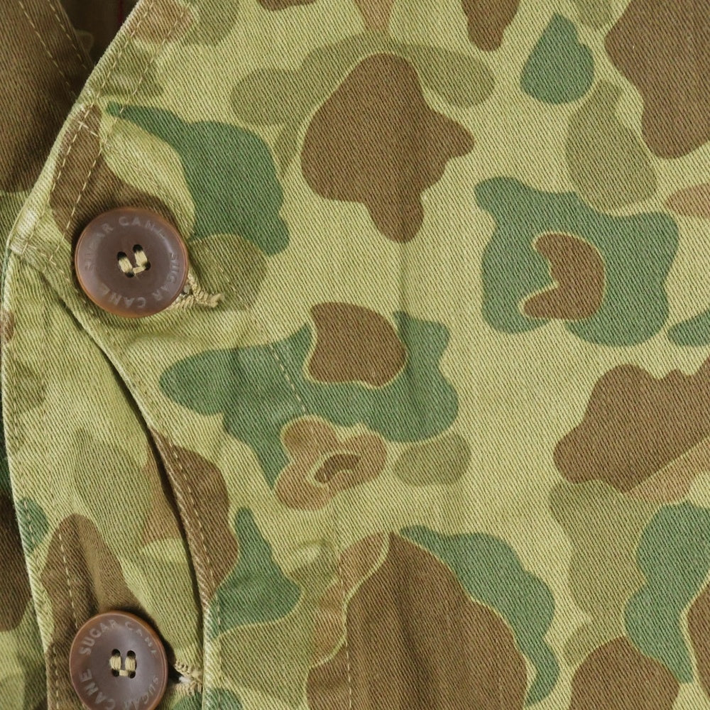 SUGAR CANE(シュガーケーン) 迷彩 カーゴポケット ダブルライニング ミリタリーベスト カーキ