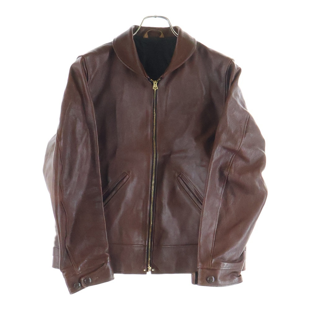 NO BRAND(ノーブランド) DAPPER'S ダッパーズ シングルブレスト ジップアップ レザージャケット ブラウン