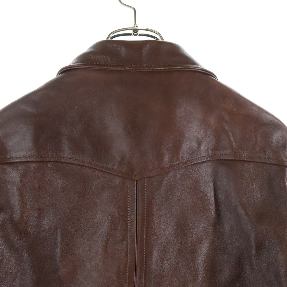 NO BRAND(ノーブランド) DAPPER'S ダッパーズ シングルブレスト ジップアップ レザージャケット ブラウン