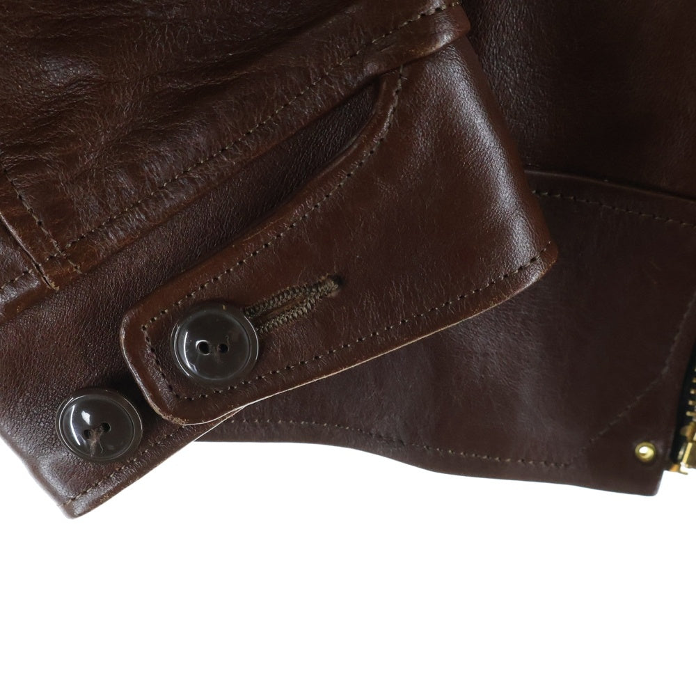 NO BRAND(ノーブランド) DAPPER'S ダッパーズ シングルブレスト ジップアップ レザージャケット ブラウン