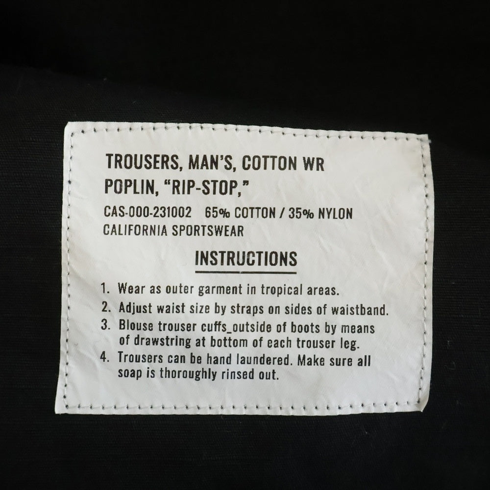 NO BRAND(ノーブランド) CALIFORNIA SPORTSWEAR JNGL FATIGUE PANTS カリフォルニアスポーツウェア ジャングルファティーグ カーゴパンツ ブラック CAS-000-231002