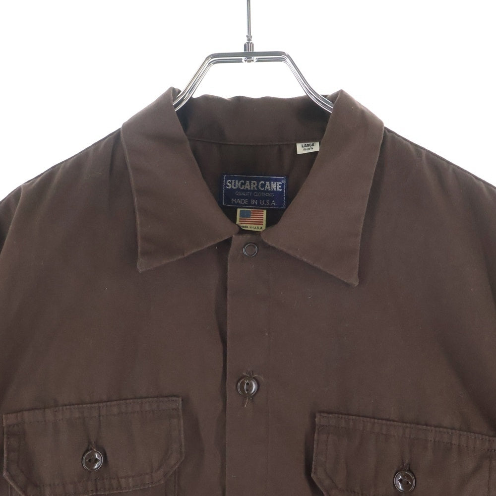 SUGAR CANE(シュガーケーン) フロントボタン 2ポケット 半袖ワークシャツ ブラウン