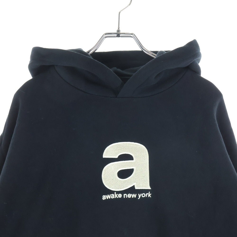 AWAKE NY(アウェイク ニューヨーク) 23AW ロゴ刺繍 スウェット プルオーバーパーカー ブラック AWK-FW23-HD001