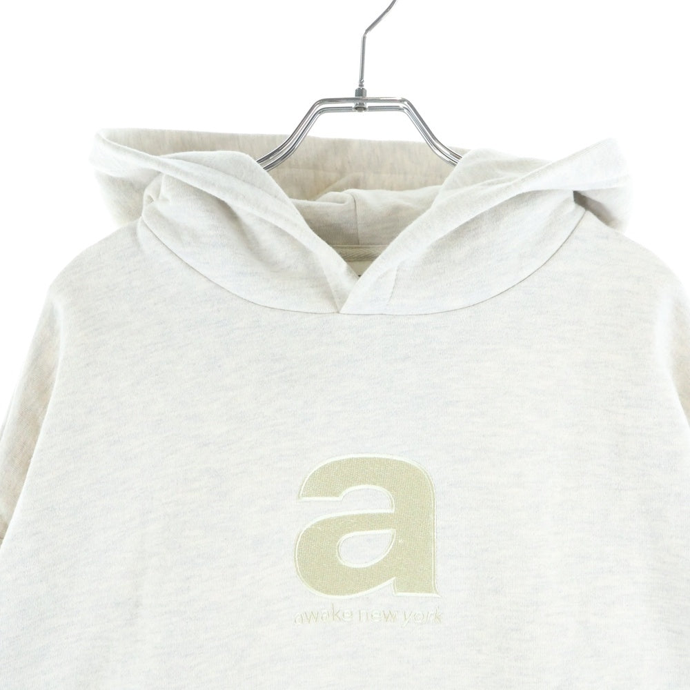 AWAKE NY(アウェイク ニューヨーク) 23AW ロゴ刺繍 スウェット プルオーバーパーカー グレー AWK-FW23-HD001