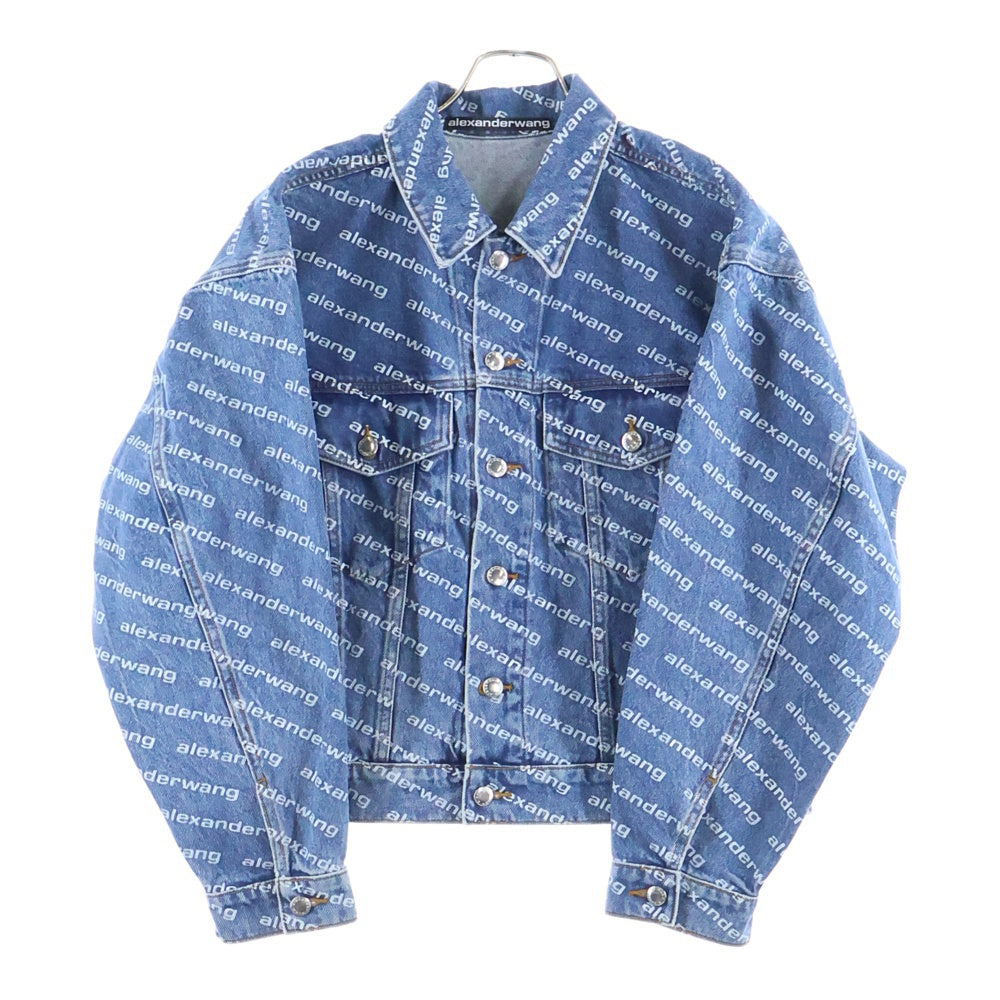 ALEXANDER WANG(アレキサンダーワン) ALL OVER LOGO DENIM JACKET オールオーバーロゴ 総柄 デニム トラッカージャケット インディゴ