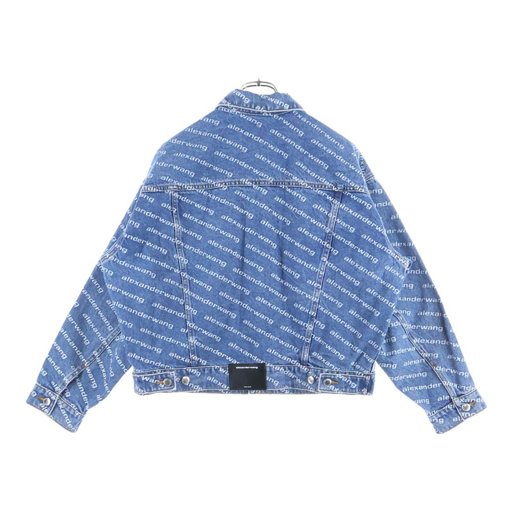 ALEXANDER WANG(アレキサンダーワン) ALL OVER LOGO DENIM JACKET オールオーバーロゴ 総柄 デニム トラッカージャケット インディゴ