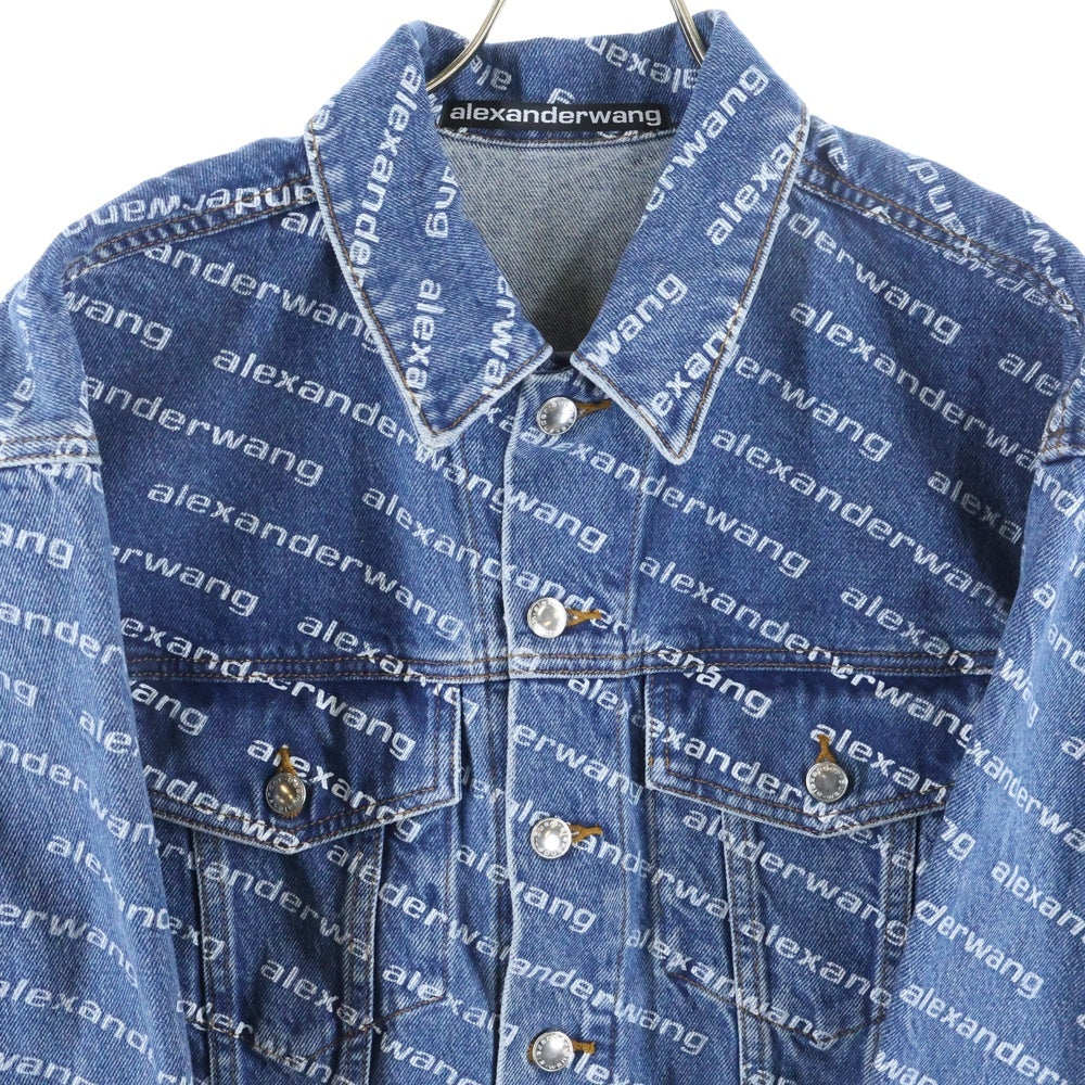 ALEXANDER WANG(アレキサンダーワン) ALL OVER LOGO DENIM JACKET オールオーバーロゴ 総柄 デニム トラッカージャケット インディゴ