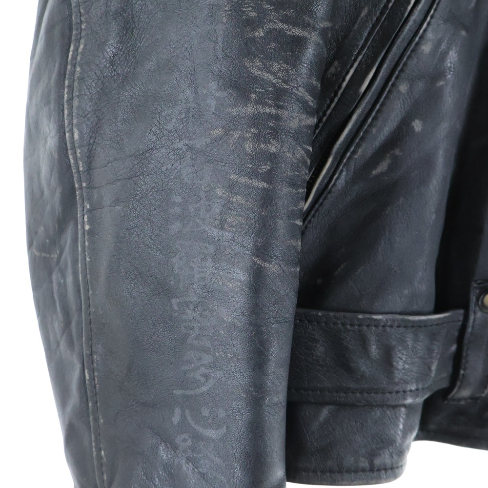 SUPREME(シュプリーム) 23AW ×Blackmeans Painted Leather Motorcycle Jacket ブラックミーンズ ペインテッド レザー モーターサイクル ジャケット ブラック