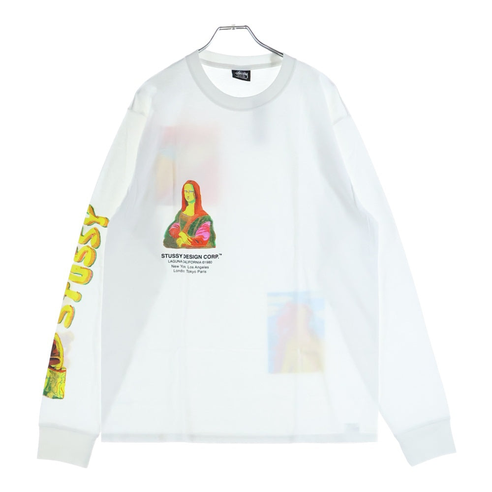 STUSSY(ステューシー) 21AW モナリザ プリント クルーネック ロングスリーブ 長袖 Tシャツ カットソー ホワイト 21F1994727