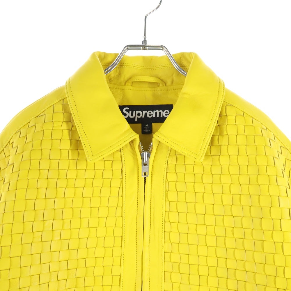 SUPREME(シュプリーム) 23AW Woven Leather Varsity Jacket Yellow