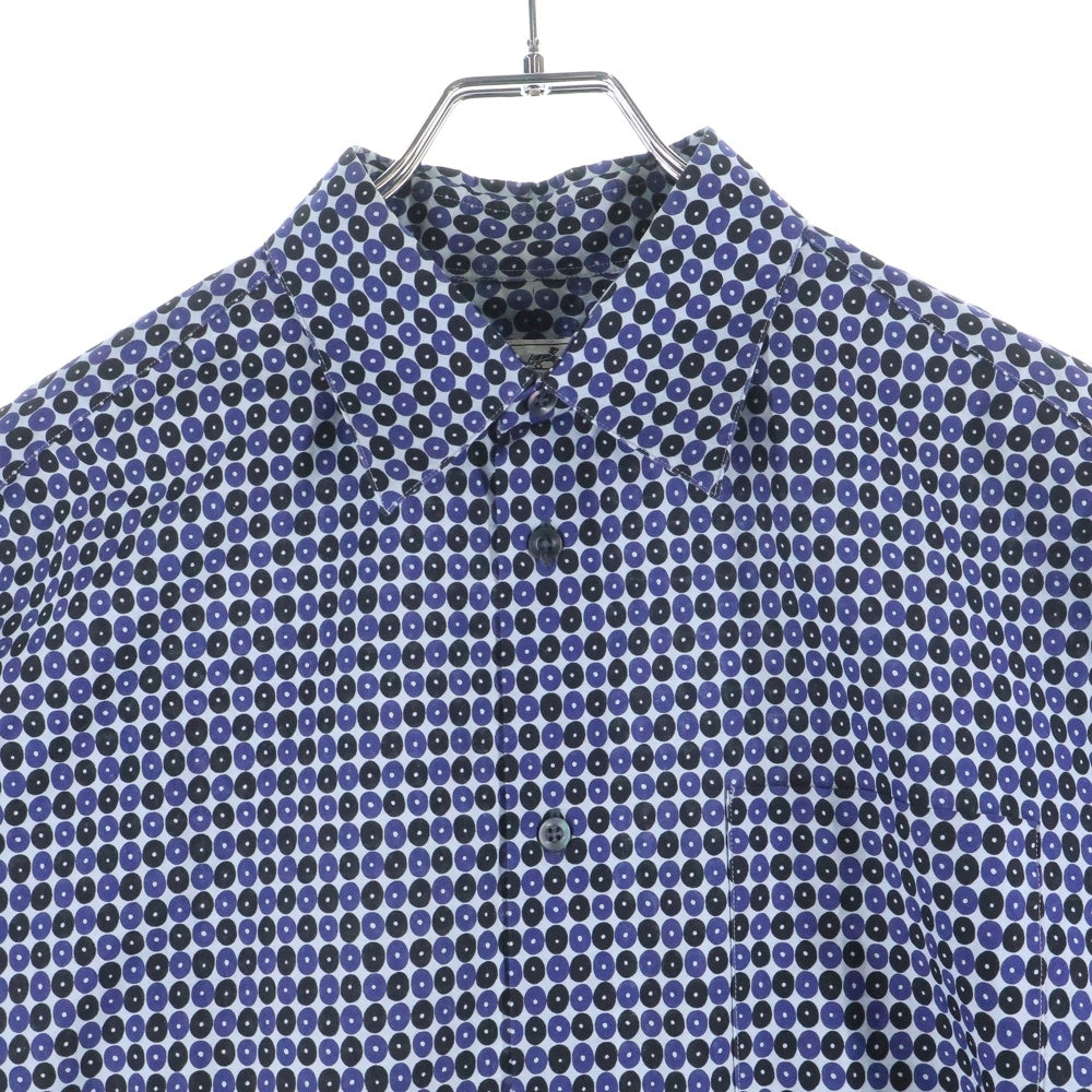 HERMES(エルメス) 総柄 コットン 半袖シャツ ネイビー