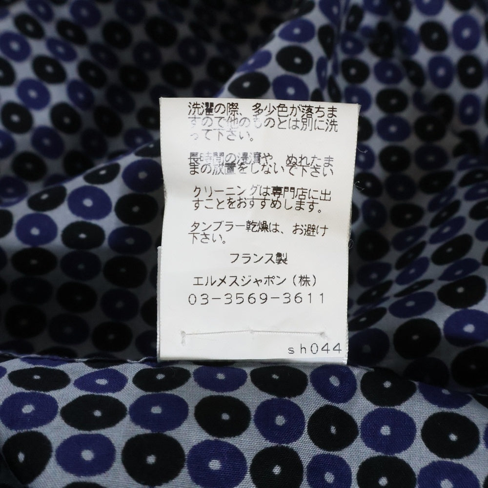 HERMES(エルメス) 総柄 コットン 半袖シャツ ネイビー