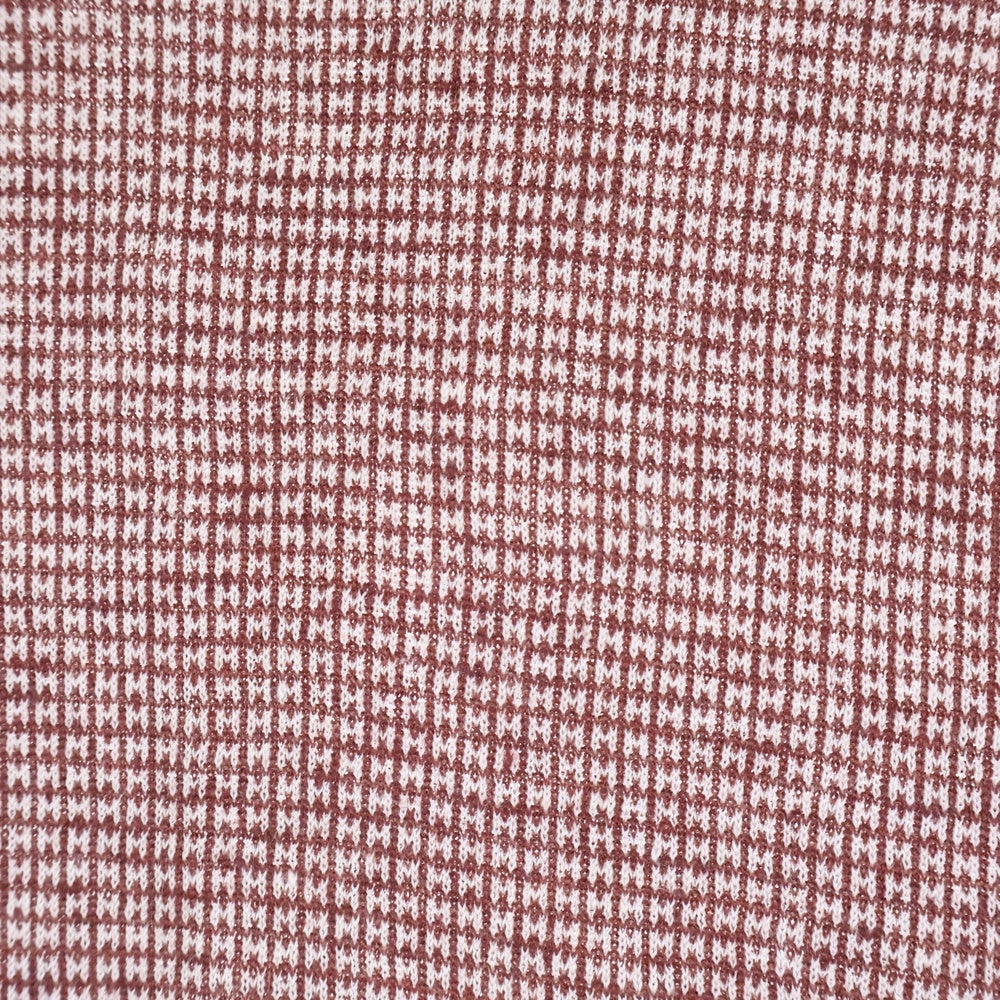 HERMES(エルメス) H総柄 リネン リブ 半袖Tシャツ バーガンディ/ホワイト