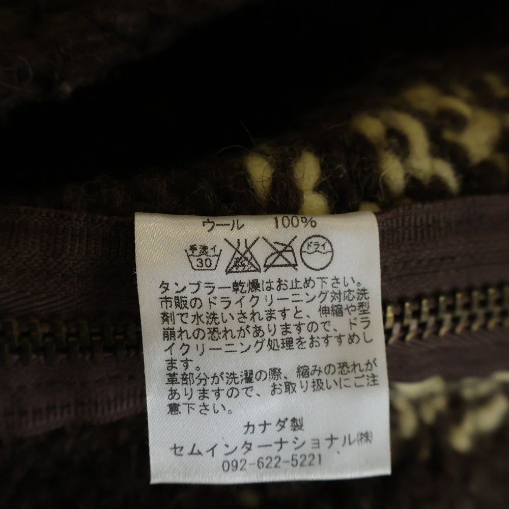 CANADIAN SWEATER(カナディアンセーター) 総柄 ウール カウチンベスト ジップアップ ベスト ブラウン