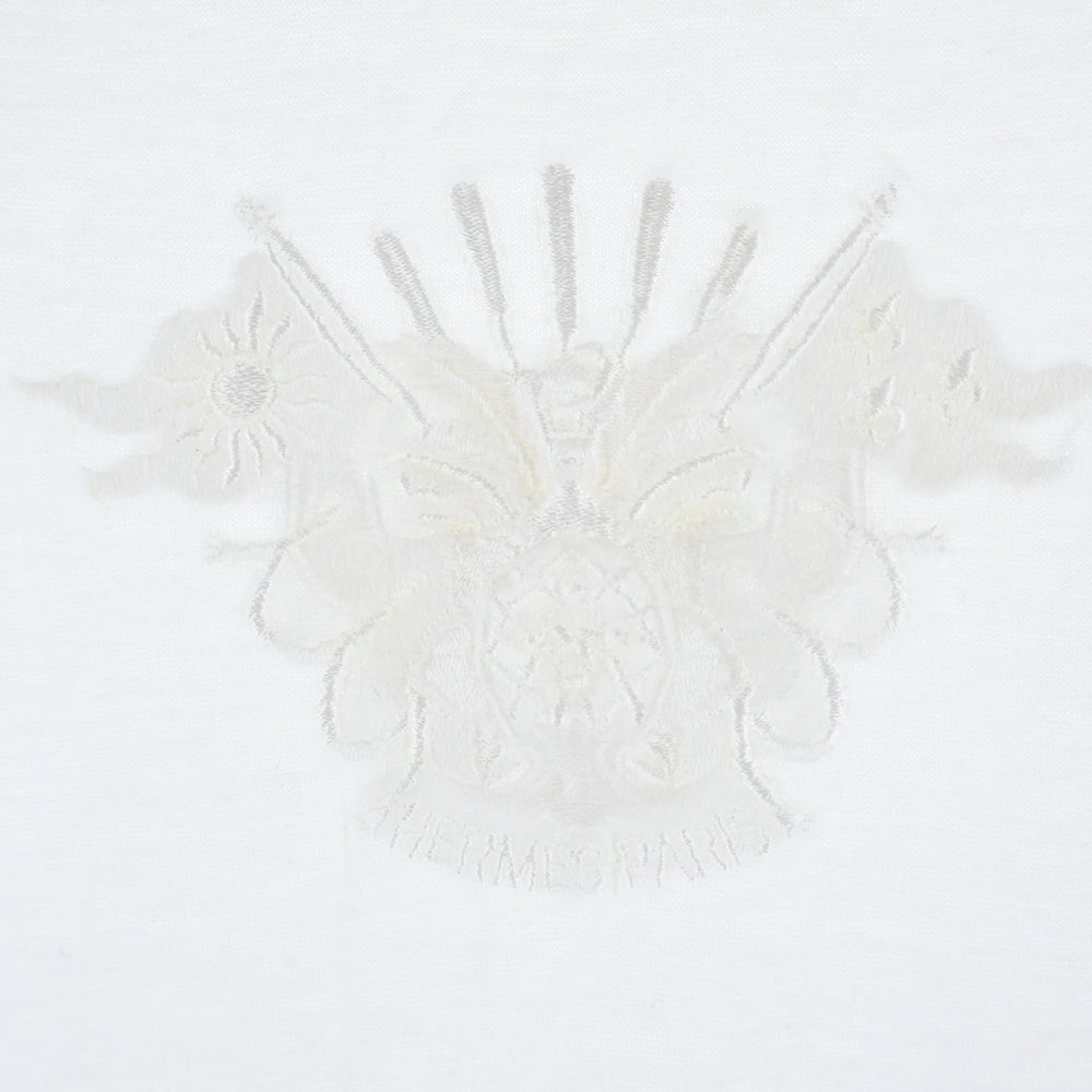 HERMES(エルメス) フロント刺繍 コットン 半袖Tシャツ ホワイト