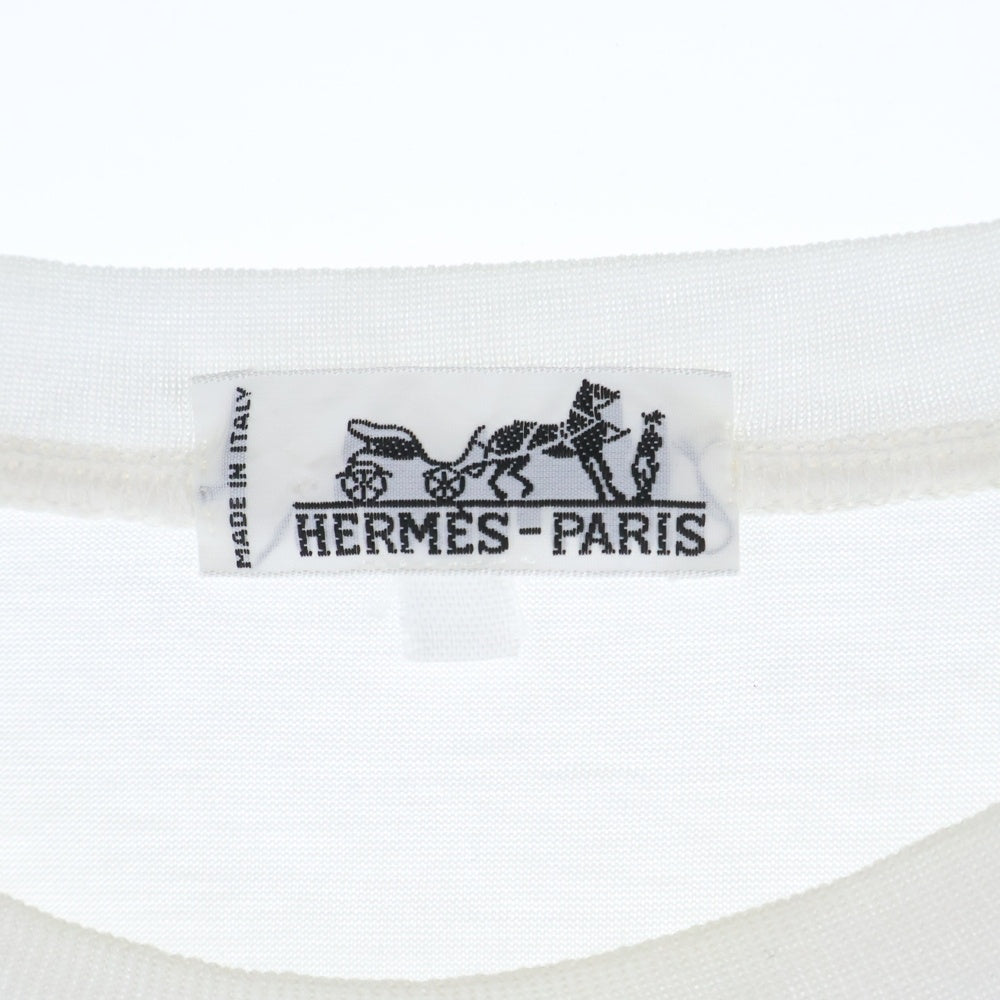 HERMES(エルメス) フロント刺繍 コットン 半袖Tシャツ ホワイト