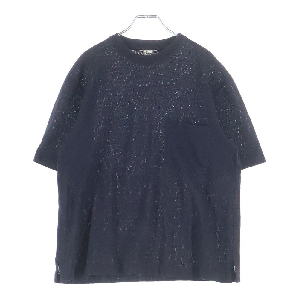HERMES(エルメス) H総柄 コットン メッシュ 半袖Tシャツ カットソー ブラック