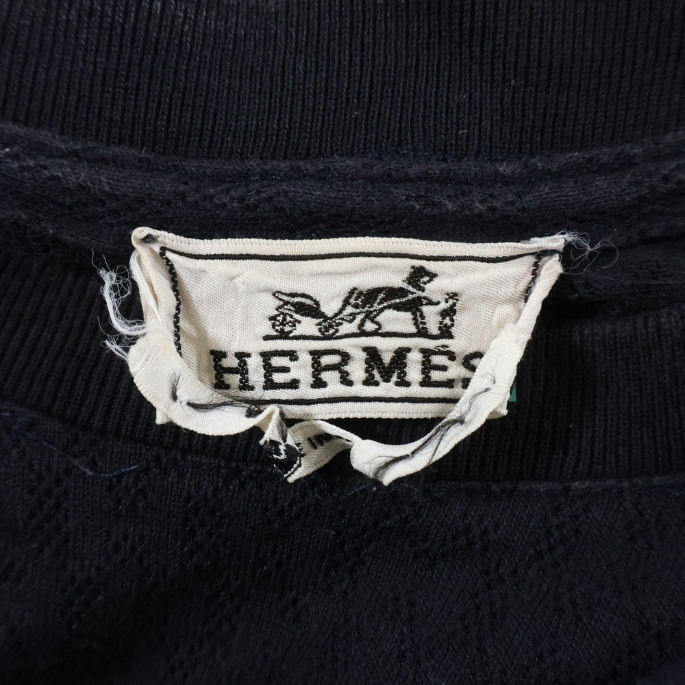 HERMES(エルメス) H総柄 コットン メッシュ 半袖Tシャツ カットソー ブラック
