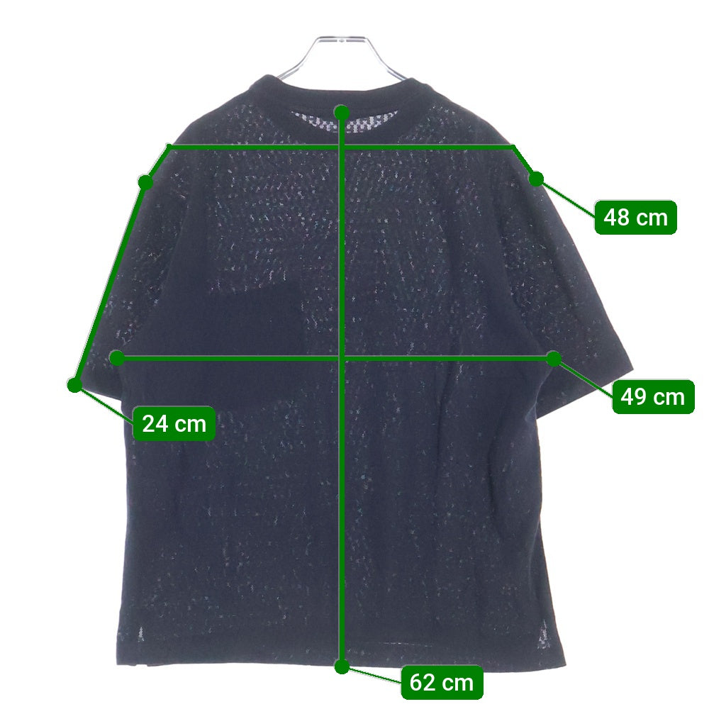 HERMES(エルメス) H総柄 コットン メッシュ 半袖Tシャツ カットソー ブラック