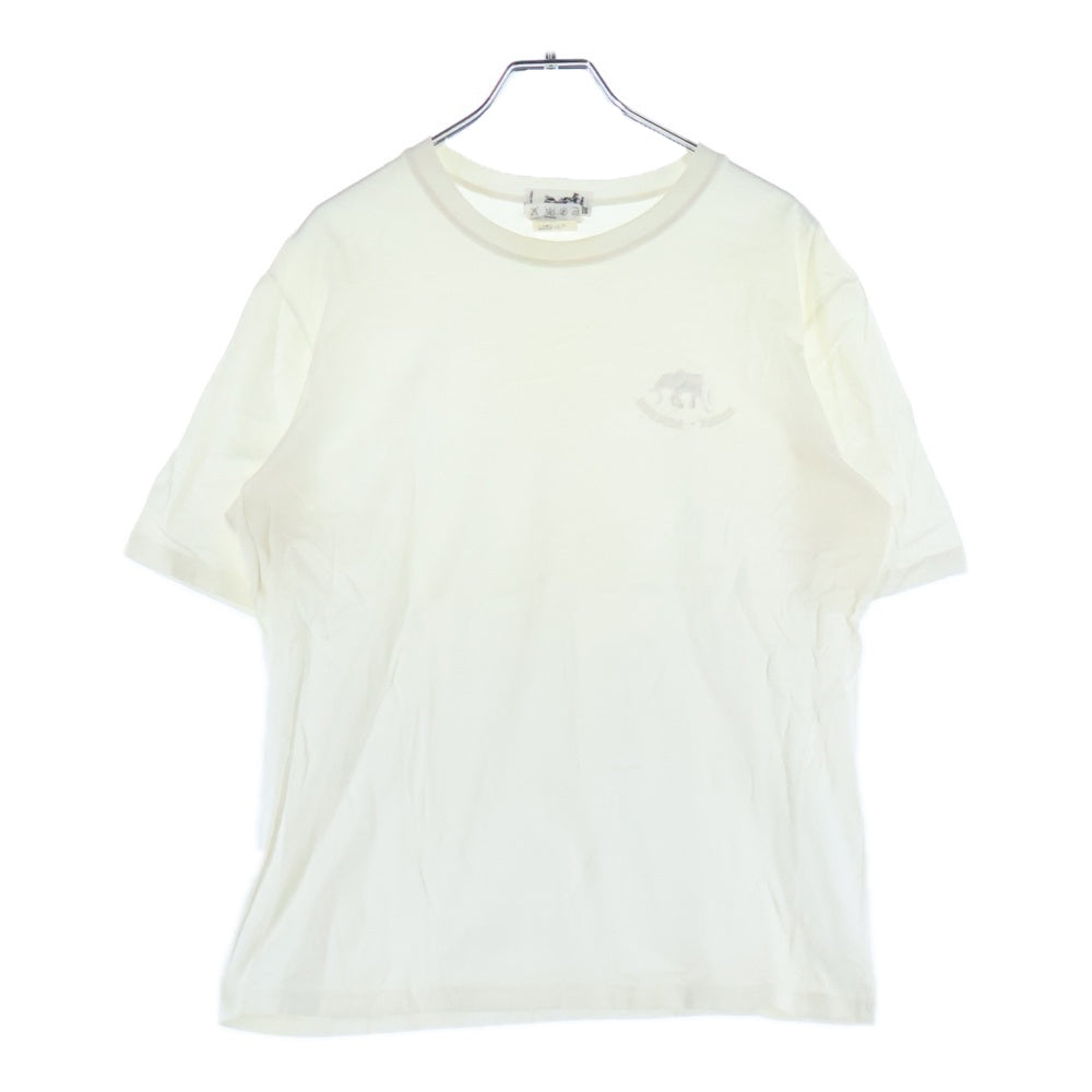 HERMES(エルメス) 刺繍 コットン 半袖Tシャツ ホワイト
