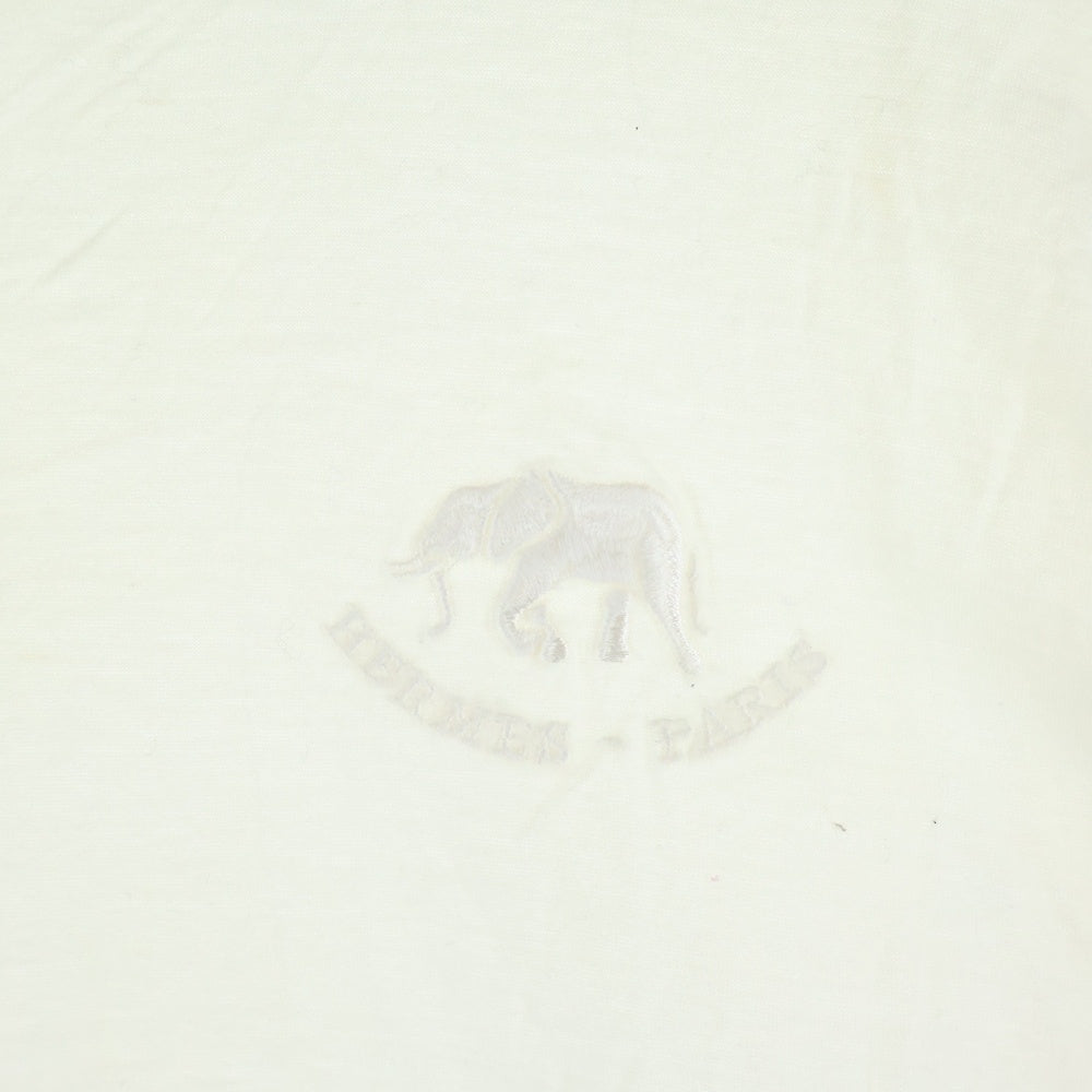 HERMES(エルメス) 刺繍 コットン 半袖Tシャツ ホワイト