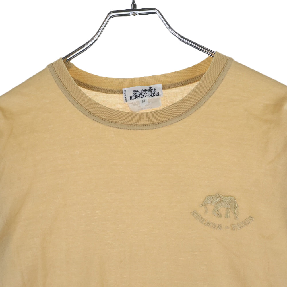 HERMES(エルメス) 刺繍 コットン 半袖Tシャツ ベージュ