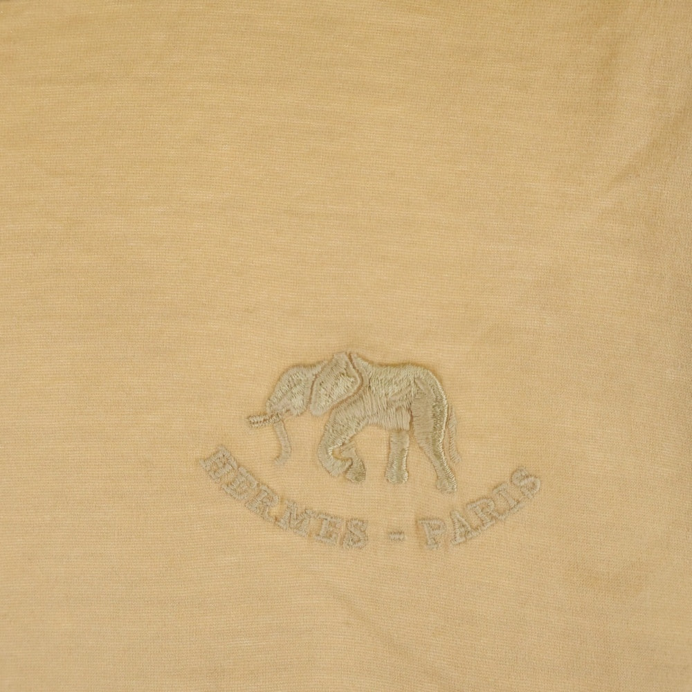 HERMES(エルメス) 刺繍 コットン 半袖Tシャツ ベージュ