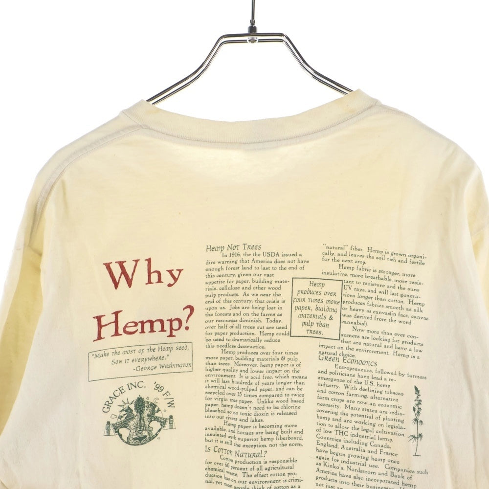 PATAGONIA(パタゴニア) 90S VINTAGE BENEFICIAL ヴィンテージ プリント クルーネック 長袖Tシャツ カットソー ホワイト