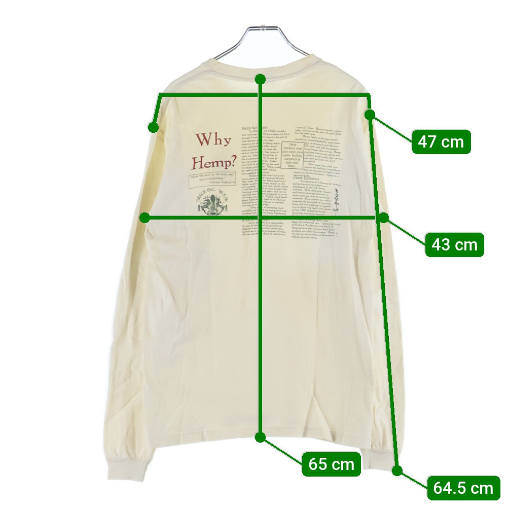 PATAGONIA(パタゴニア) 90S VINTAGE BENEFICIAL ヴィンテージ プリント クルーネック 長袖Tシャツ カットソー ホワイト